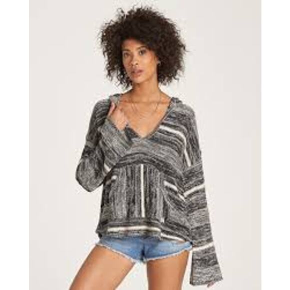 BILLABONG Baja Beach Sweater Flare Sleeve Hoodie Size Large L VACATION COZY - Picture 2 of 4